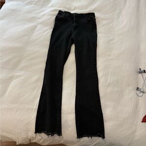 Raw Hem Black Flare Jeans